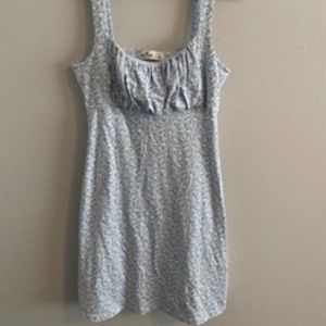 Bodycon Blue Mini Dress with Flowers